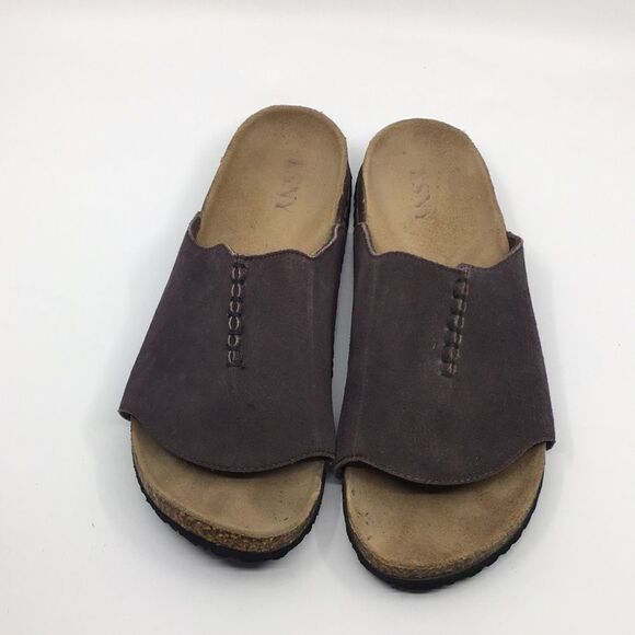 ESNY brown suede cork sole comfort sandals Sz 11 - Picture 3 of 15